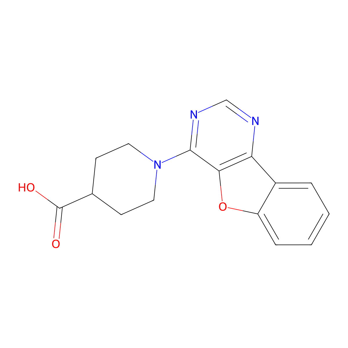 1-([1]Benzofuro[3,2-d]pyrimidin-4-yl)piperidine-4-carboxylic acid molecular structure, CAS 847857-49-2