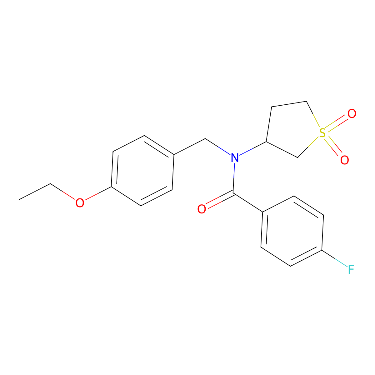 N-(1,1-dioxidotetrahydrothiophen-3-yl)-N-(4-ethoxybenzyl)-4-fluorobenzamide molecular structure, CAS 847857-55-0