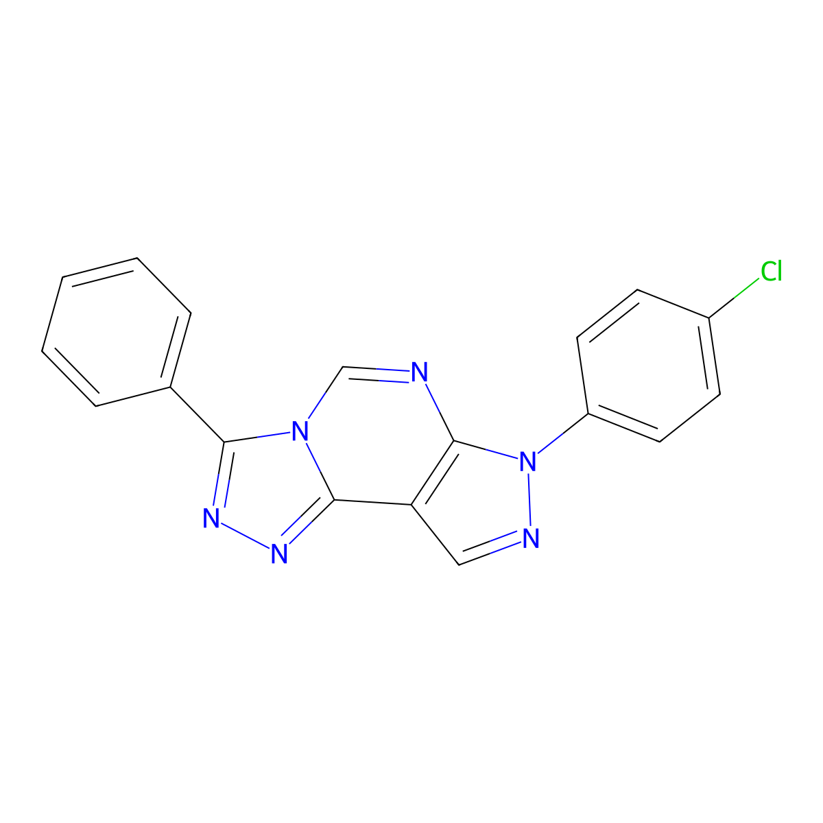7-(4-chlorophenyl)-3-phenyl-7H-pyrazolo[4,3-e][1,2,4]triazolo[4,3-c]pyrimidine molecular structure, CAS 847857-59-4