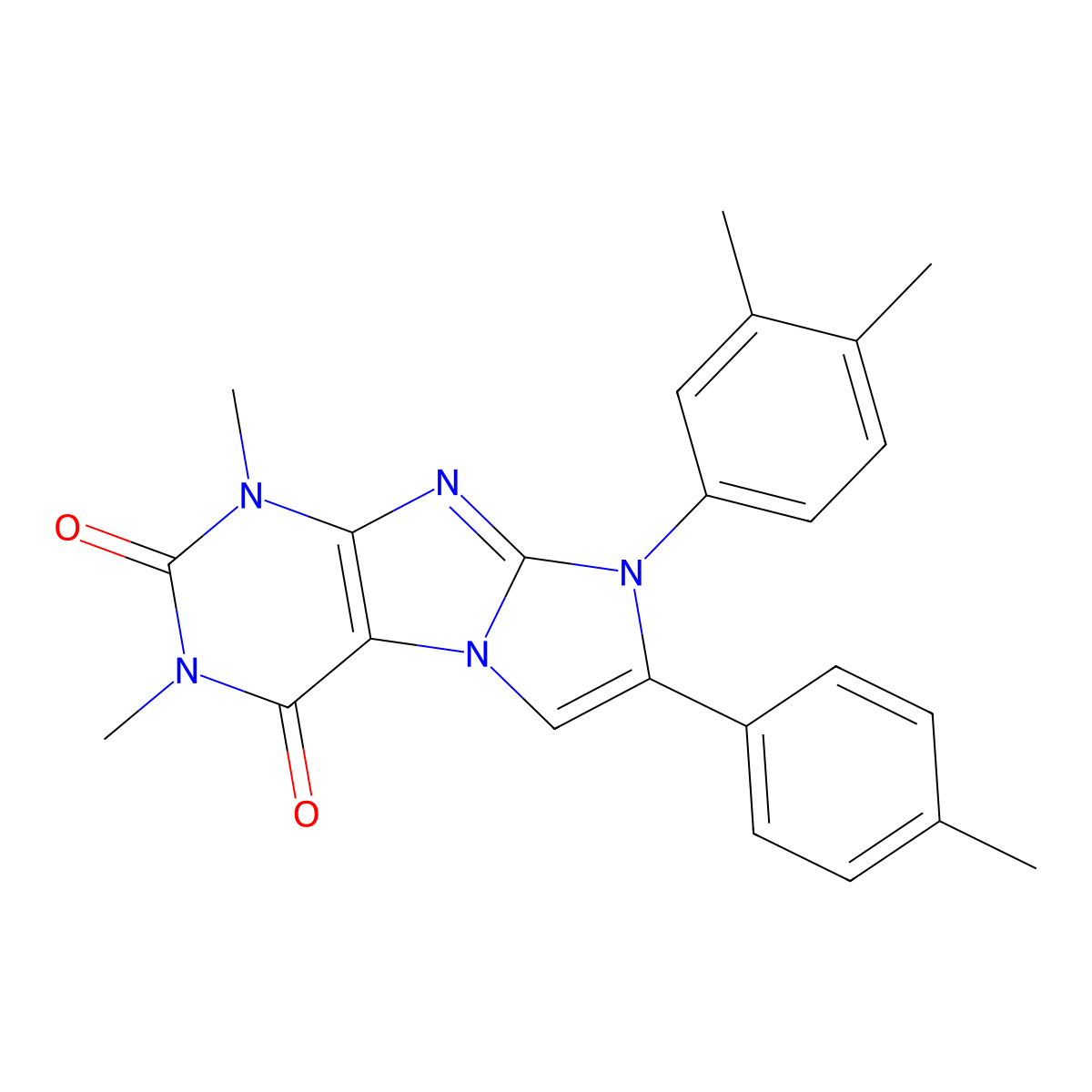 6-(3,4-Dimethylphenyl)-2,4-dimethyl-7-(4-methylphenyl)purino[7,8-a]imidazole-1,3-dione molecular structure, CAS 847857-76-5