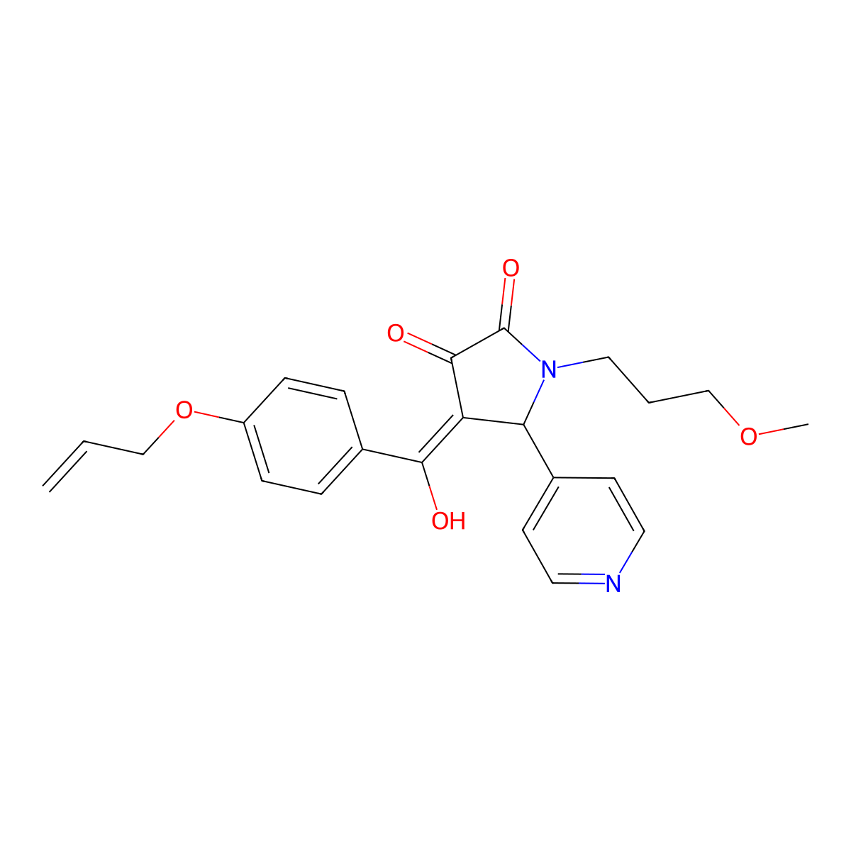 3-hydroxy-1-(3-methoxypropyl)-4-[4-(prop-2-en-1-yloxy)benzoyl]-5-(pyridin-4-yl)-2,5-dihydro-1H-pyrrol-2-one molecular structure, CAS 847857-95-8