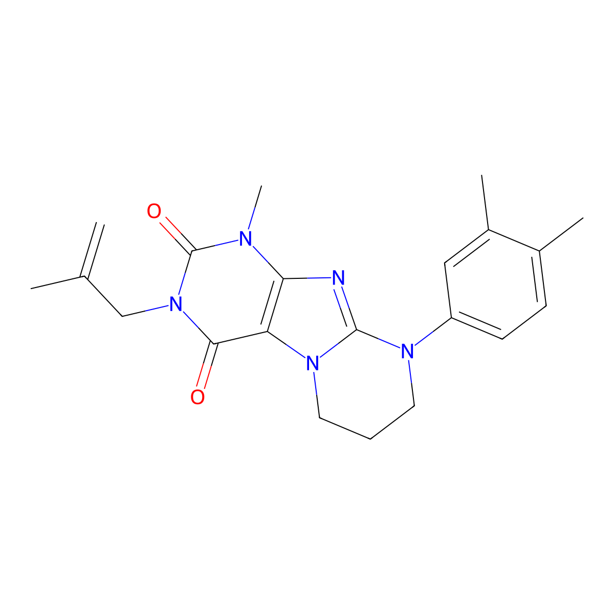9-(3,4-dimethylphenyl)-1-methyl-3-(2-methylprop-2-enyl)-7,8-dihydro-6H-purino[7,8-a]pyrimidine-2,4-dione molecular structure, CAS 847858-18-8