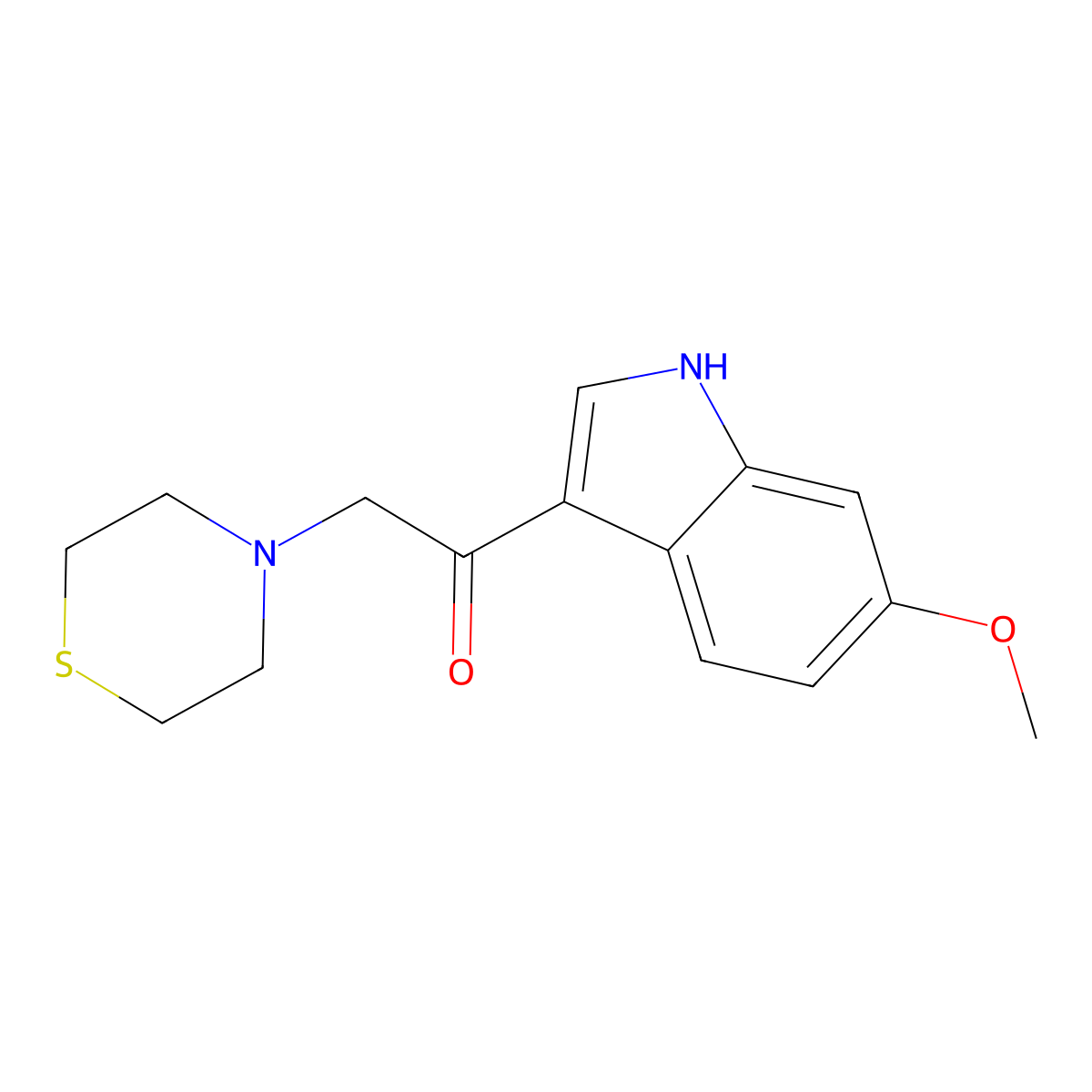 1-(6-methoxy-1H-indol-3-yl)-2-thiomorpholin-4-ylethanone molecular structure, CAS 847858-73-5