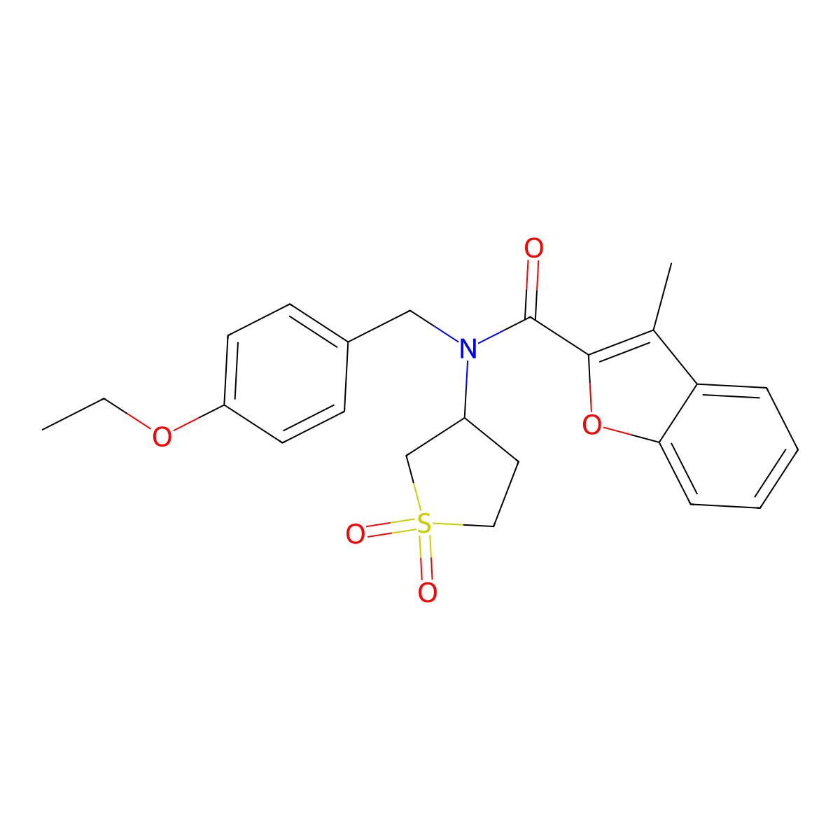 N-(1,1-dioxidotetrahydrothiophen-3-yl)-N-(4-ethoxybenzyl)-3-methyl-1-benzofuran-2-carboxamide molecular structure, CAS 847858-96-2