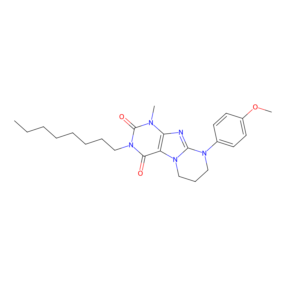 9-(4-methoxyphenyl)-1-methyl-3-octyl-7,8-dihydro-6H-purino[7,8-a]pyrimidine-2,4-dione molecular structure, CAS 847858-97-3