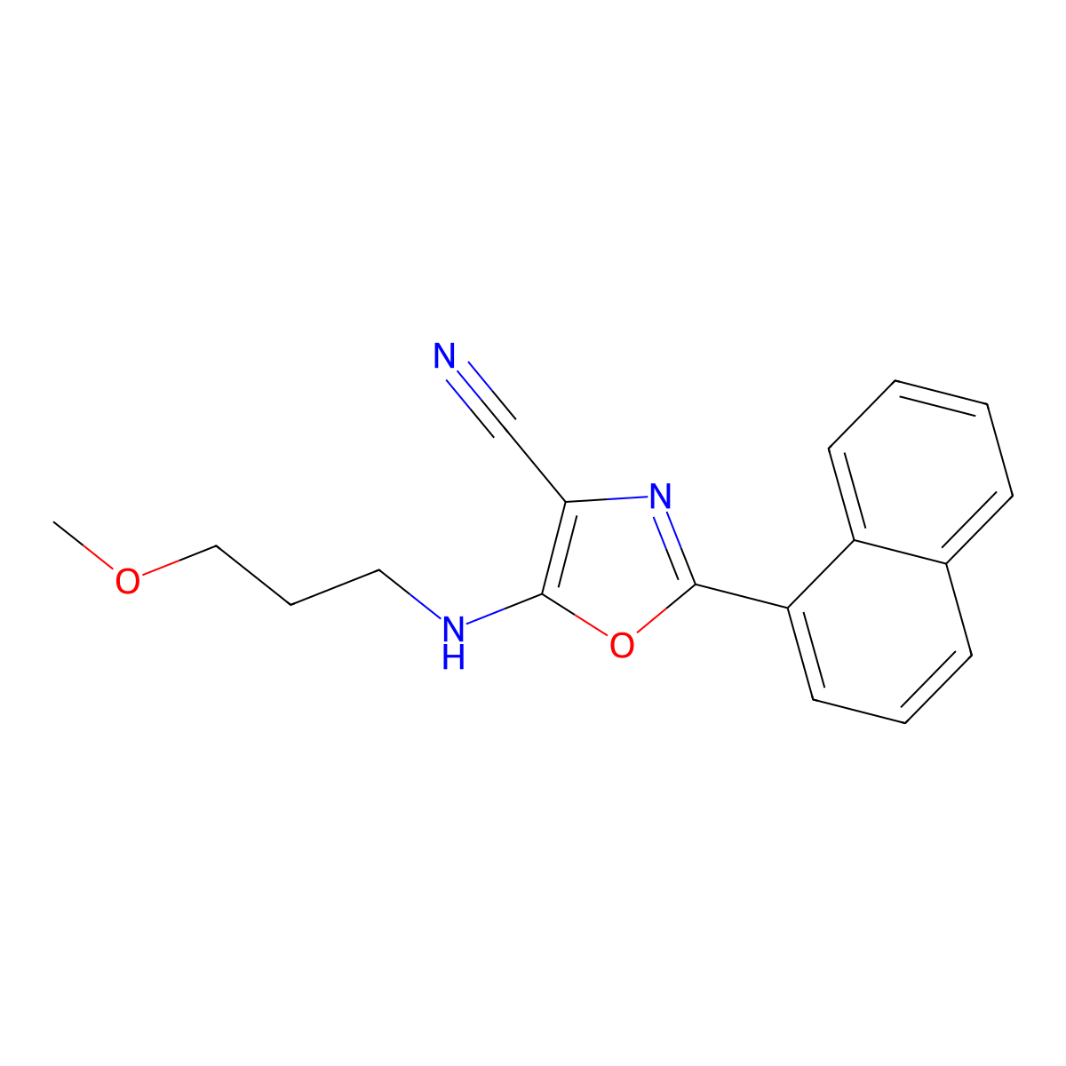 5-((3-Methoxypropyl)amino)-2-(naphthalen-1-yl)-1,3-oxazole-4-carbonitrile molecular structure, CAS 847859-27-2