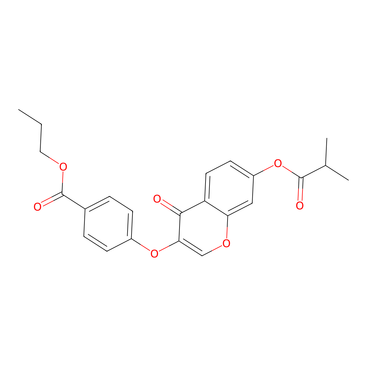 propyl 4-({7-[(2-methylpropanoyl)oxy]-4-oxo-4H-chromen-3-yl}oxy)benzoate molecular structure, CAS 847859-81-8