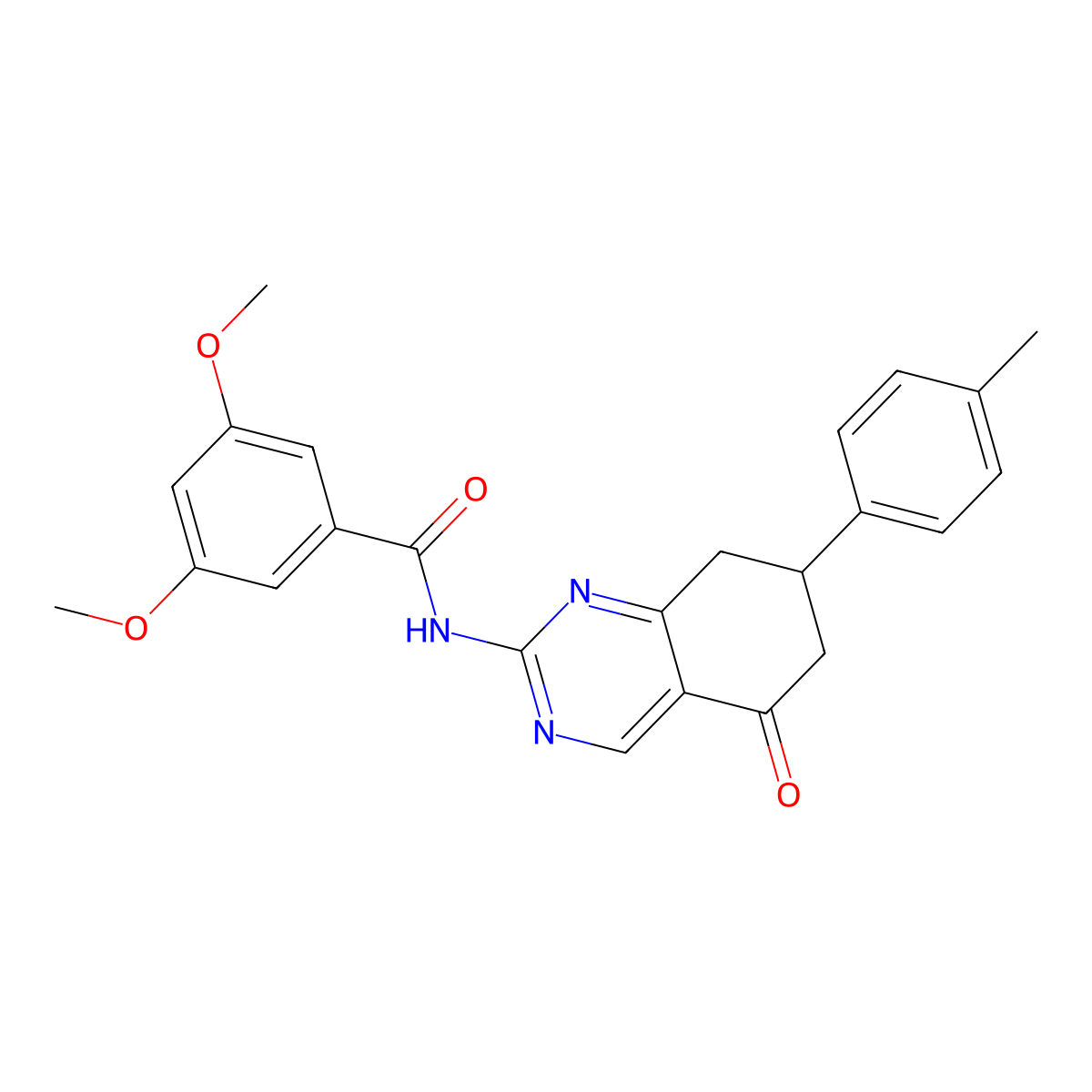 3,5-dimethoxy-N-[7-(4-methylphenyl)-5-oxo-5,6,7,8-tetrahydroquinazolin-2-yl]benzamide molecular structure, CAS 847859-90-9