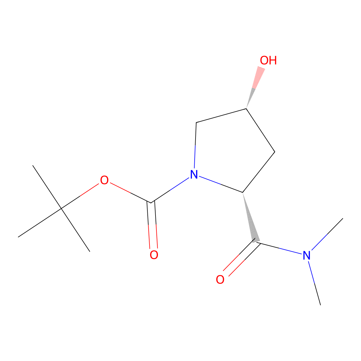 Tert-butyl (2R,4R)-2-(dimethylcarbamoyl)-4-hydroxypyrrolidine-1-carboxylate molecular structure, CAS 847866-39-1