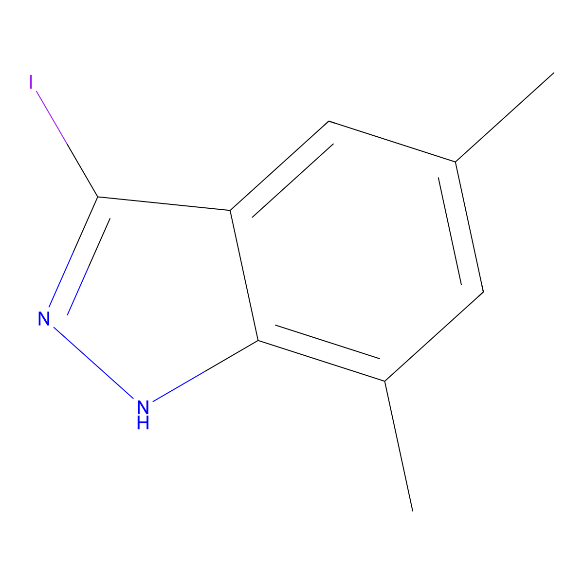3-iodo-5,7-dimethyl-1H-indazole molecular structure, CAS 847906-31-4
