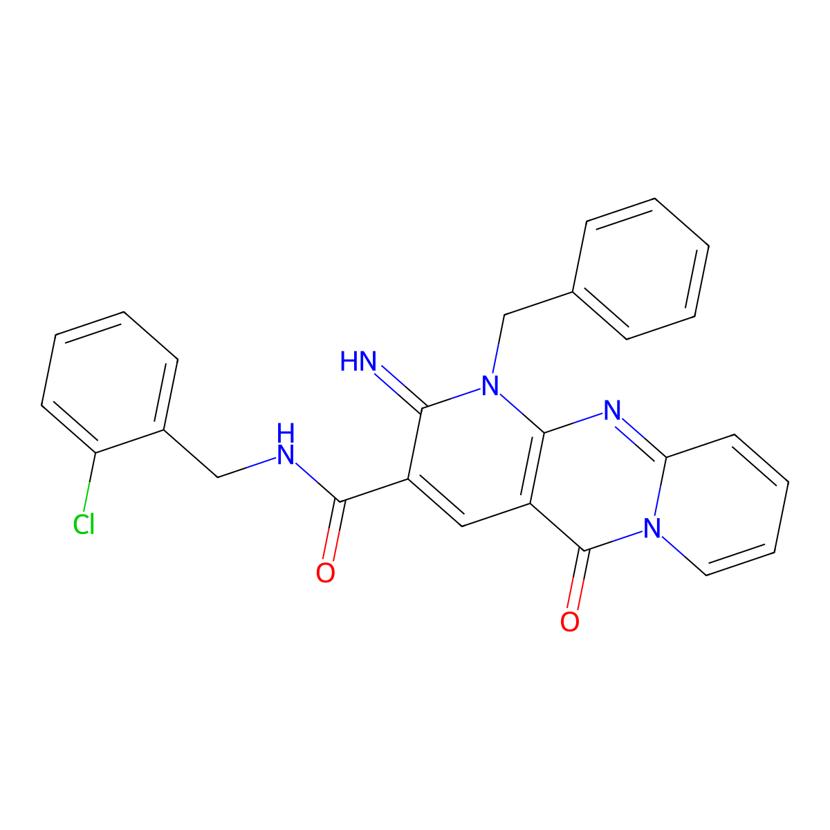 1-benzyl-N-(2-chlorobenzyl)-2-imino-5-oxo-1,5-dihydro-2H-dipyrido[1,2-a:2',3'-d]pyrimidine-3-carboxamide molecular structure, CAS 847915-66-6