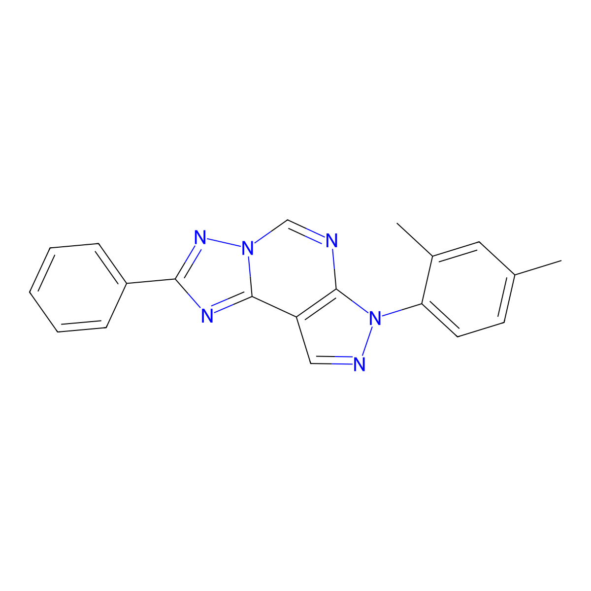 3-(2,4-Dimethylphenyl)-8-phenyl-6-hydropyrazolo[5,4-d]1,2,4-triazolo[1,5-e]pyr imidine molecular structure, CAS 847916-03-4