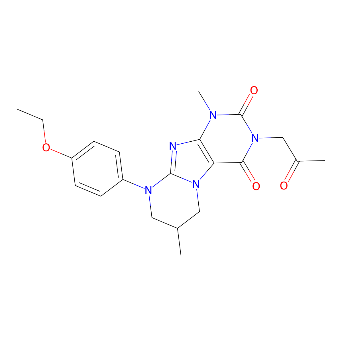 9-(4-ethoxyphenyl)-1,7-dimethyl-3-(2-oxopropyl)-6,7,8,9-tetrahydropyrimido[2,1-f]purine-2,4(1H,3H)-dione molecular structure, CAS 847916-18-1