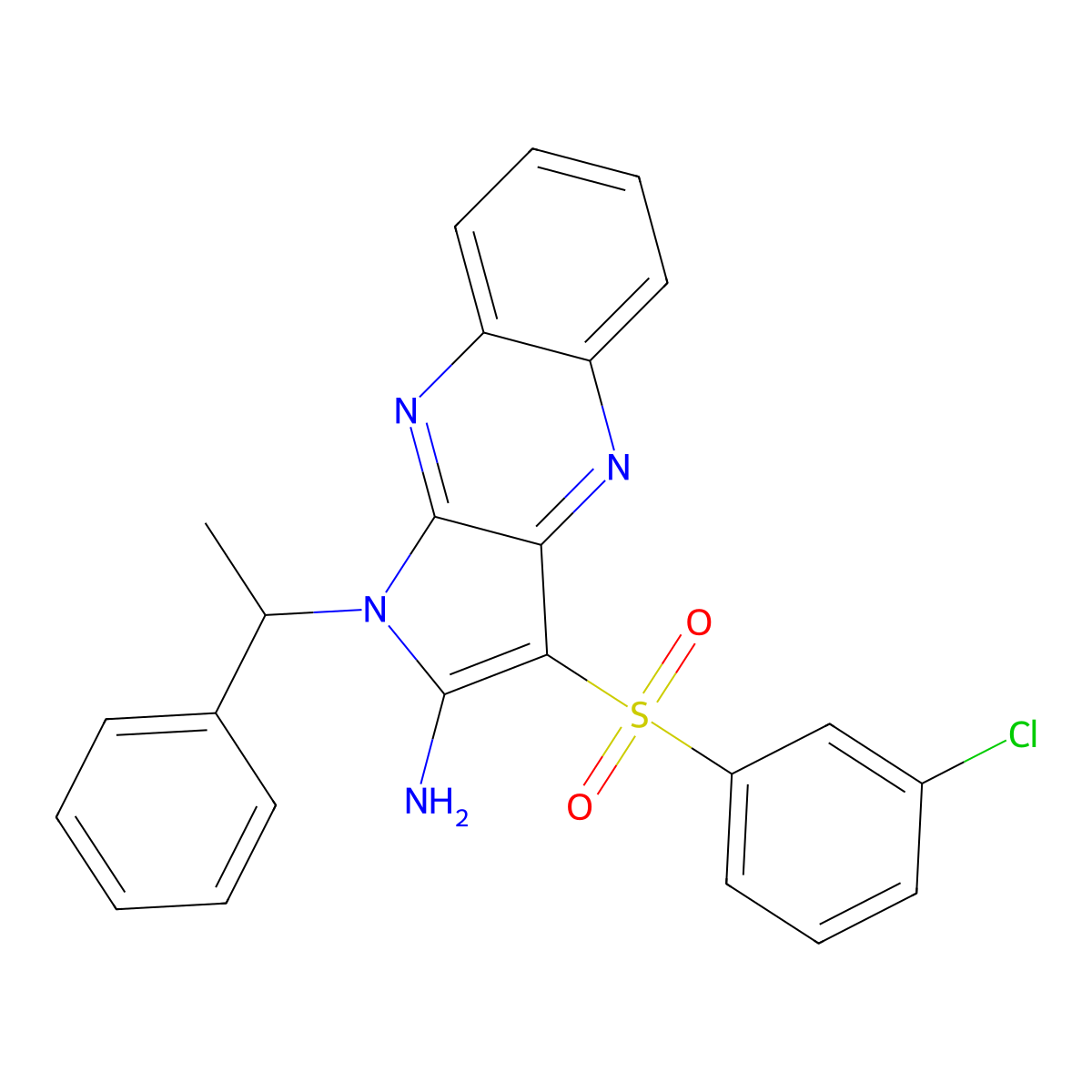 3-[(3-chlorophenyl)sulfonyl]-1-(1-phenylethyl)-1H-pyrrolo[2,3-b]quinoxalin-2-amine molecular structure, CAS 847916-31-8