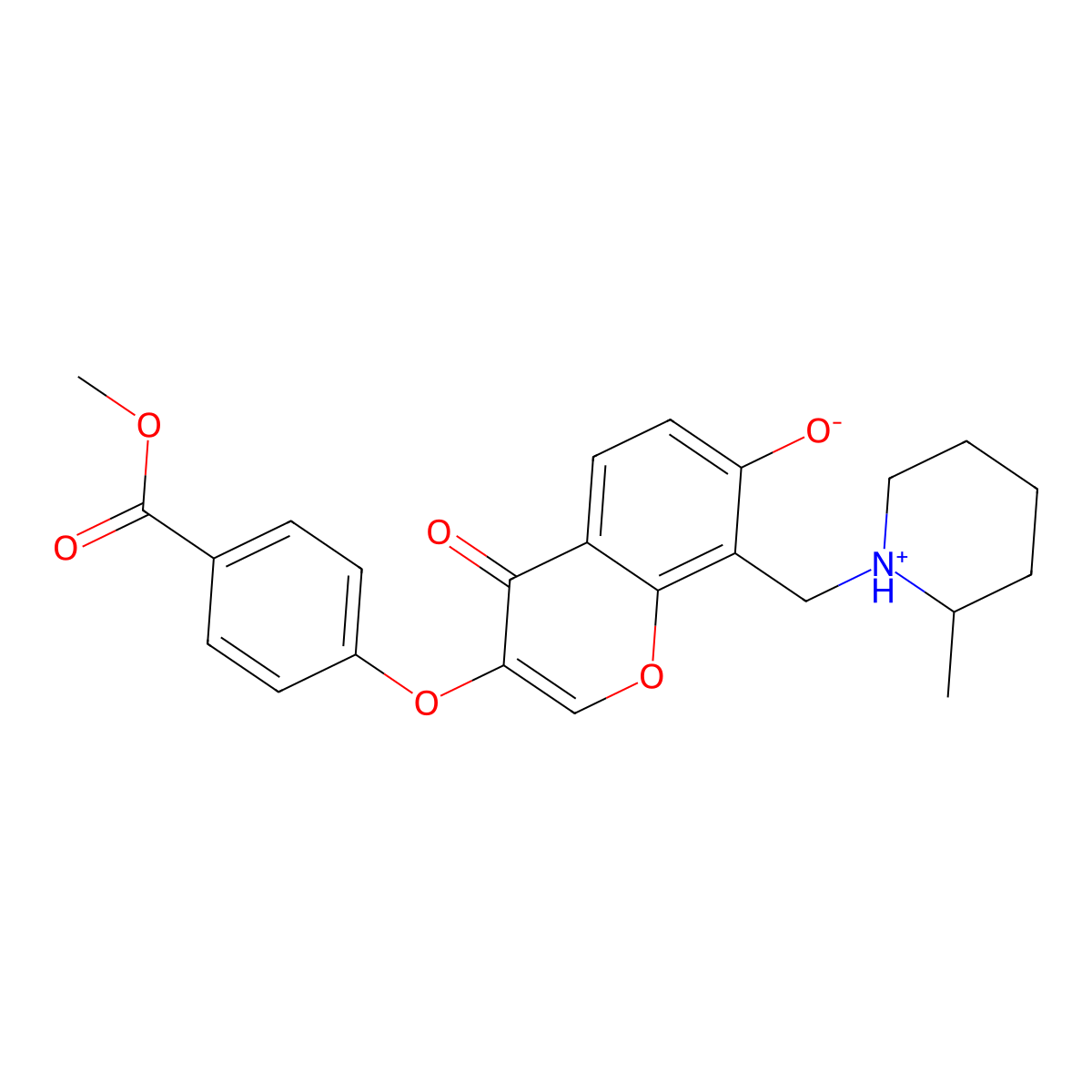 methyl 4-((7-hydroxy-8-((2-methylpiperidin-1-yl)methyl)-4-oxo-4H-chromen-3-yl)oxy)benzoate molecular structure, CAS 847916-69-2