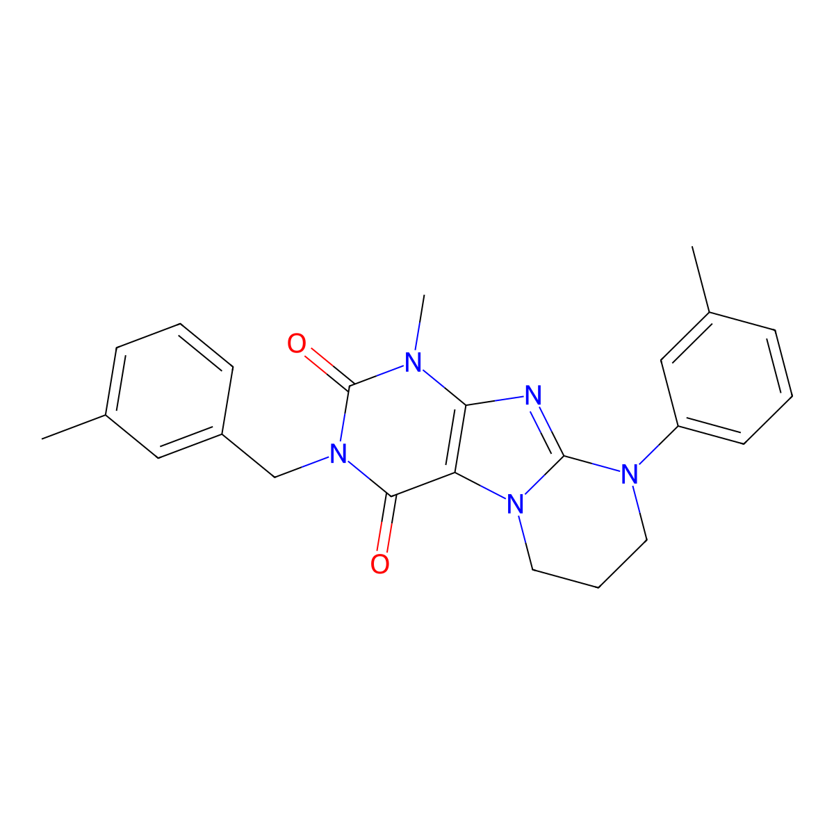 1-methyl-9-(3-methylphenyl)-3-[(3-methylphenyl)methyl]-7,8-dihydro-6H-purino[7,8-a]pyrimidine-2,4-dione molecular structure, CAS 847916-73-8
