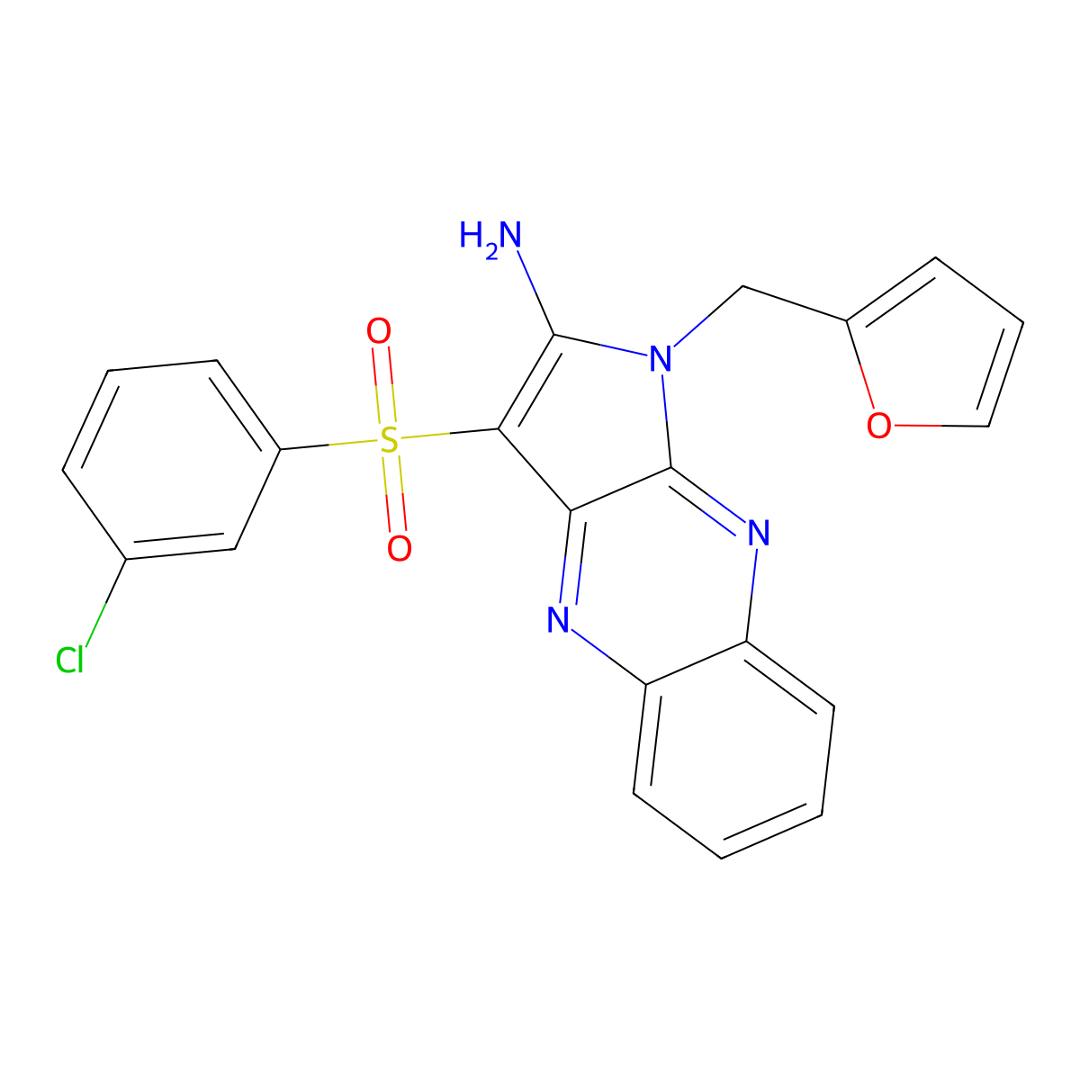 3-((3-chlorophenyl)sulfonyl)-1-(furan-2-ylmethyl)-1H-pyrrolo[2,3-b]quinoxalin-2-amine molecular structure, CAS 847916-89-6