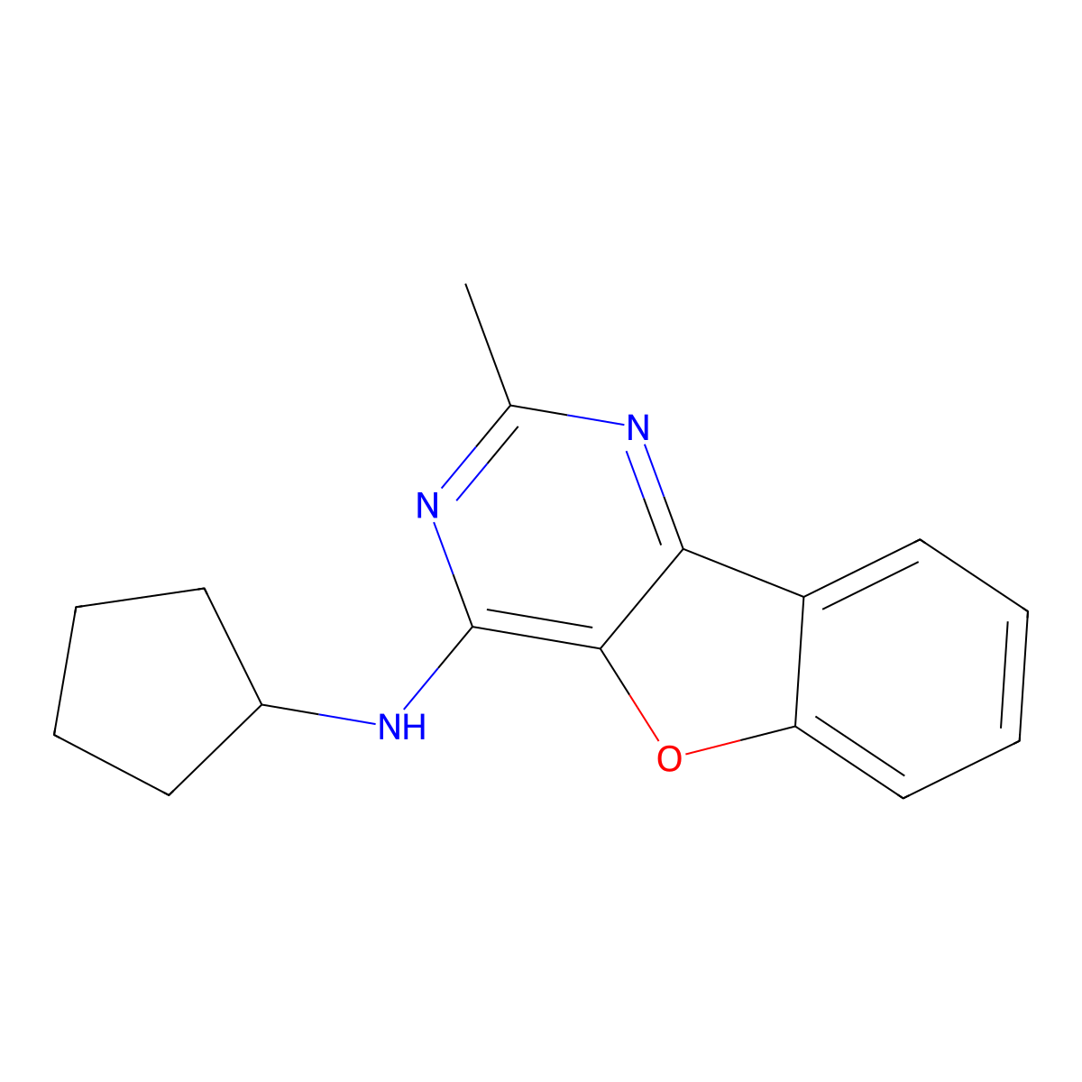 N-cyclopentyl-2-methyl-[1]benzofuro[3,2-d]pyrimidin-4-amine molecular structure, CAS 847917-08-2