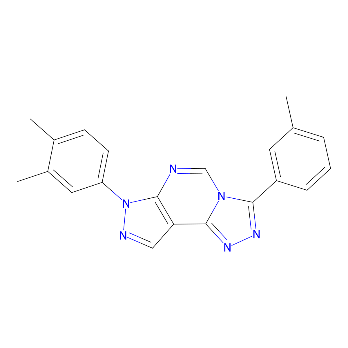 10-(3,4-Dimethylphenyl)-5-(3-methylphenyl)-3,4,6,8,10,11-hexaazatricyclo[7.3.0.0^{2,6}]dodeca-1(9),2,4,7,11-pentaene molecular structure, CAS 847917-45-7