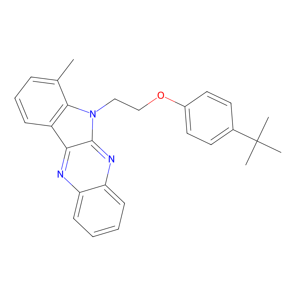 6-[2-(4-tert-butylphenoxy)ethyl]-7-methyl-6H-indolo[2,3-b]quinoxaline molecular structure, CAS 847917-69-5