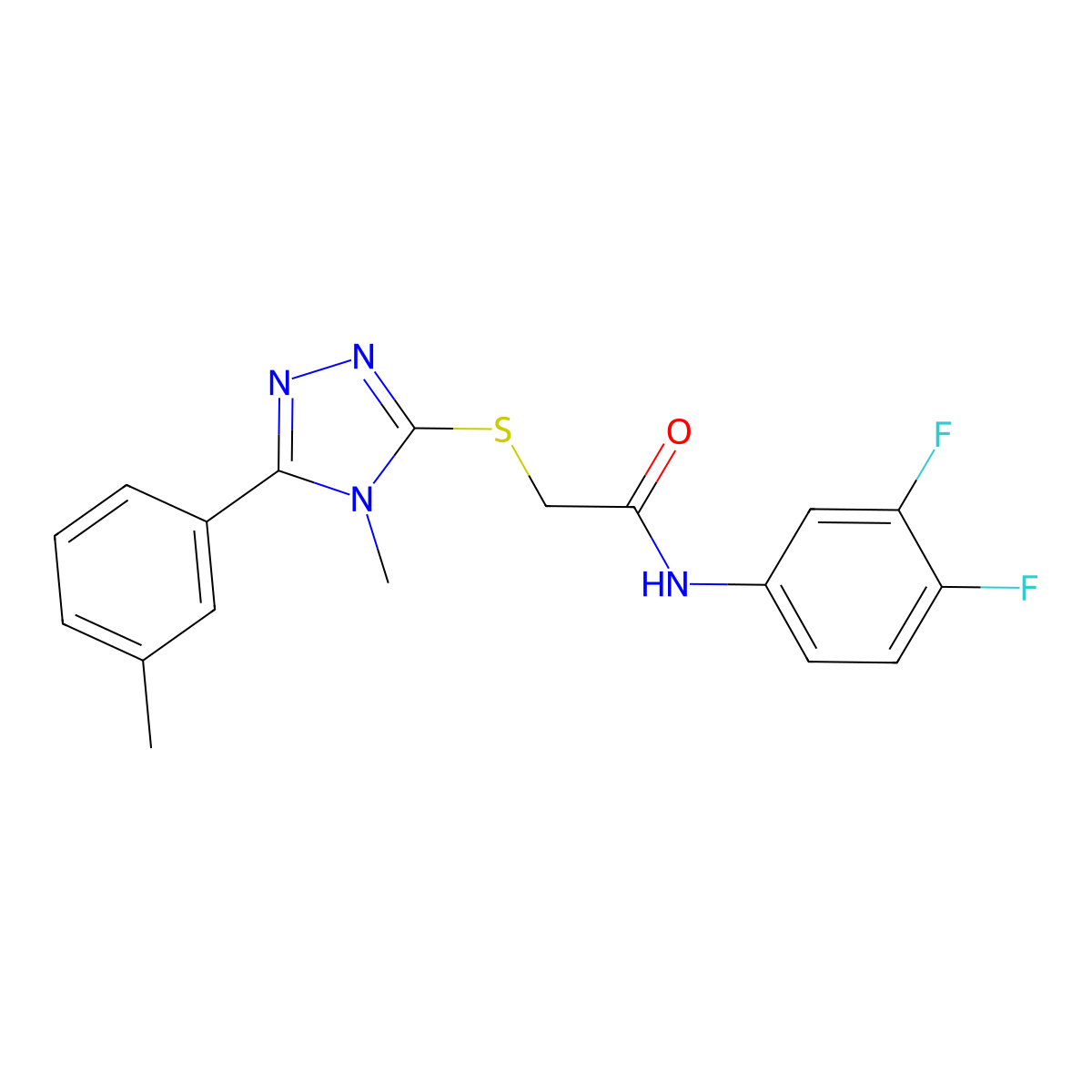 N-(3,4-difluorophenyl)-2-{[4-methyl-5-(3-methylphenyl)-4H-1,2,4-triazol-3-yl]sulfanyl}acetamide molecular structure, CAS 847918-01-8