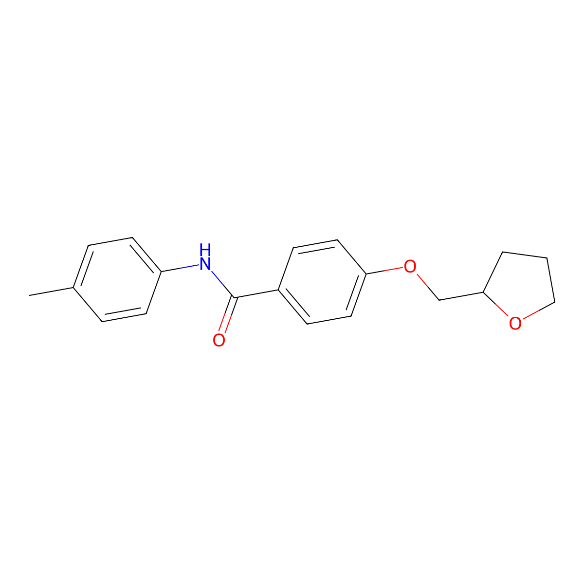 N-(4-methylphenyl)-4-(tetrahydrofuran-2-ylmethoxy)benzamide molecular structure, CAS 847919-18-0