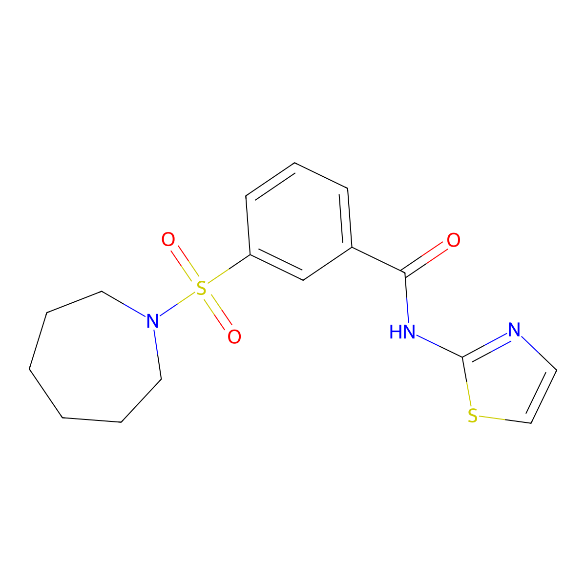 3-(azepan-1-ylsulfonyl)-N-(1,3-thiazol-2-yl)benzamide molecular structure, CAS 847919-66-8