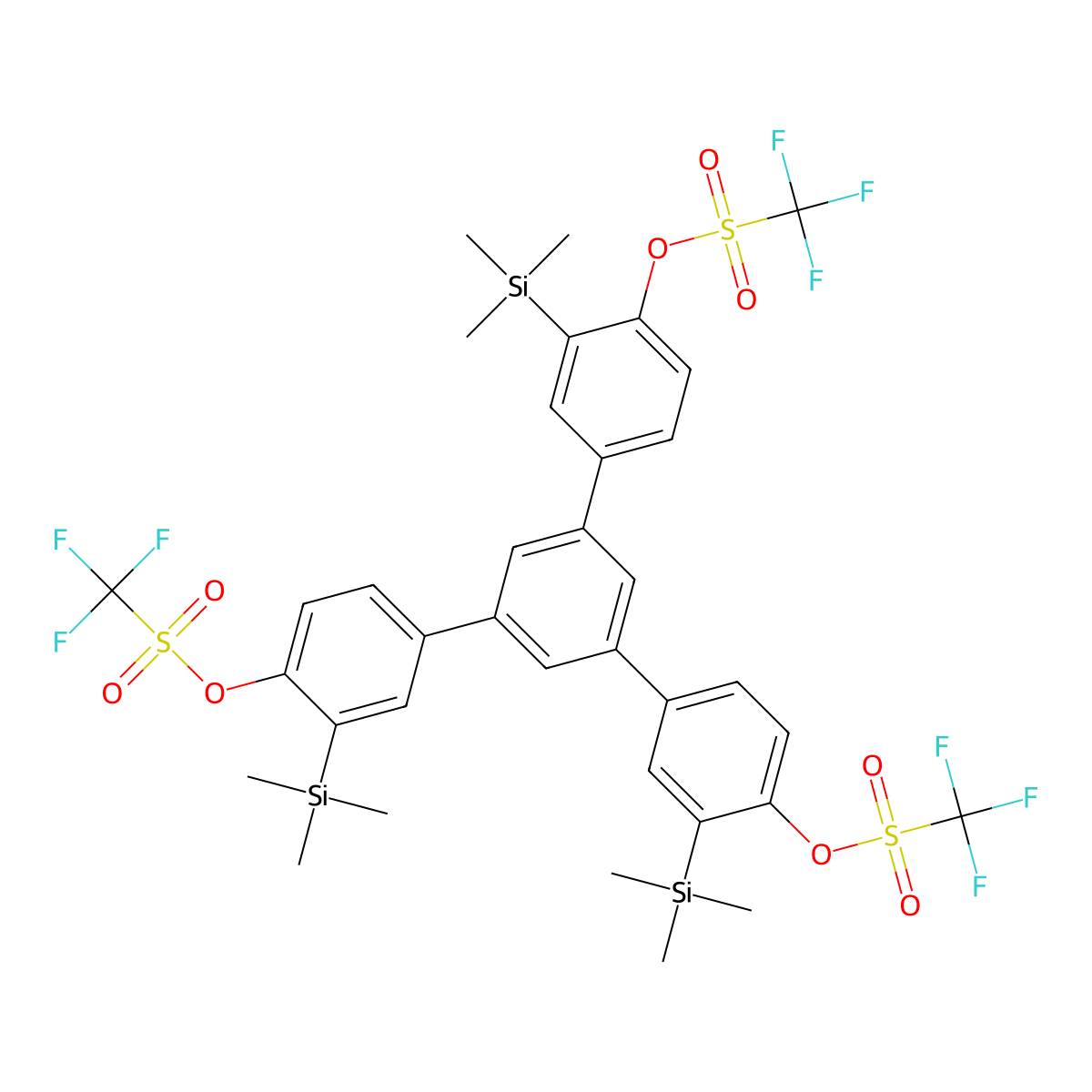 1,3,5-Tris(4-(trifluoromethanesulfonyloxy)-3-(trimethylsilyl)phenyl)benzene molecular structure, CAS 847925-63-7