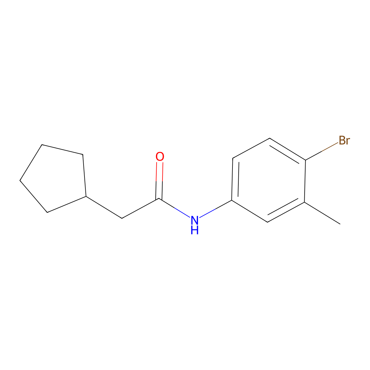 N-(4-bromo-3-methylphenyl)-2-cyclopentylacetamide molecular structure, CAS 847930-90-9