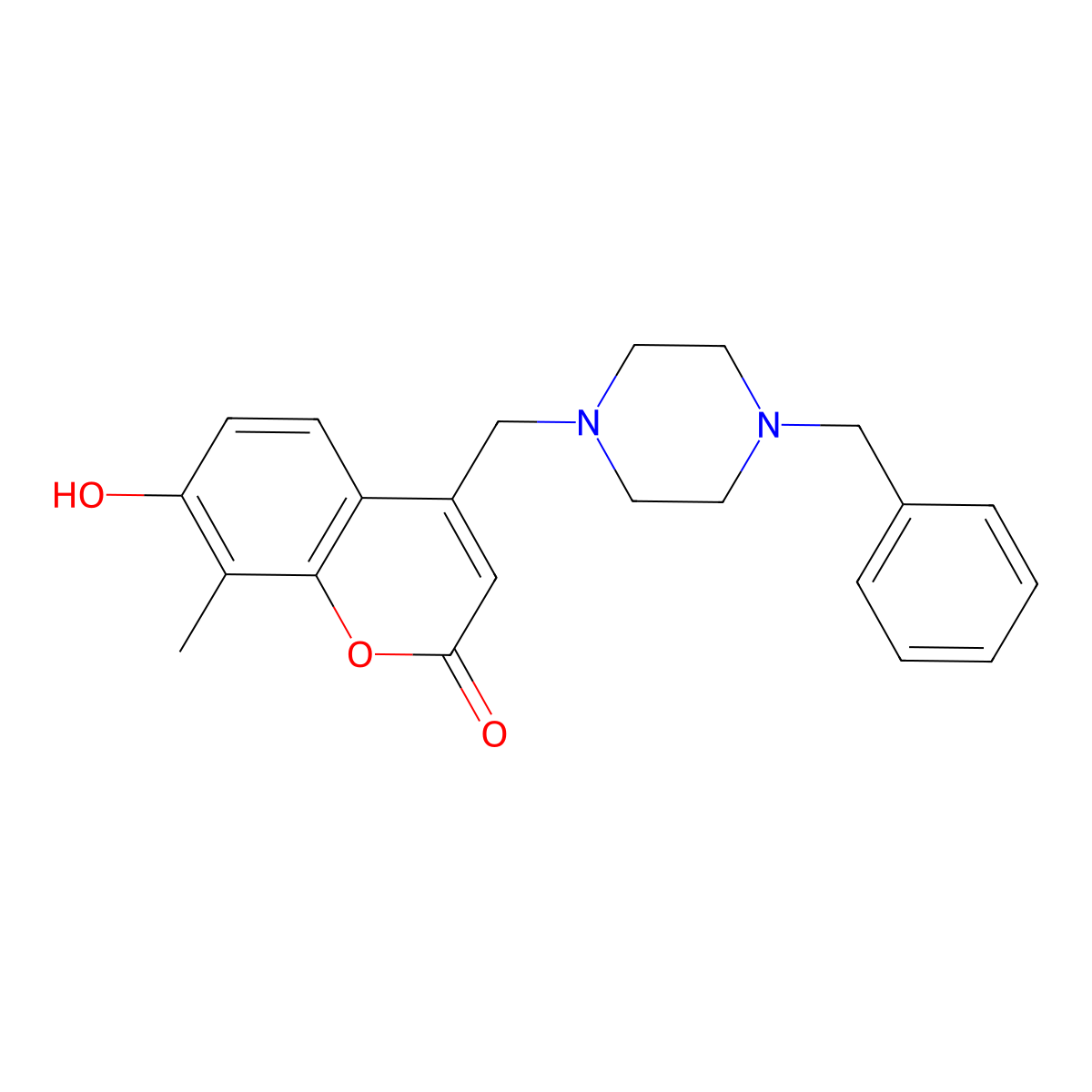 4-[(4-benzylpiperazin-1-yl)methyl]-7-hydroxy-8-methyl-2H-chromen-2-one molecular structure, CAS 847932-19-8