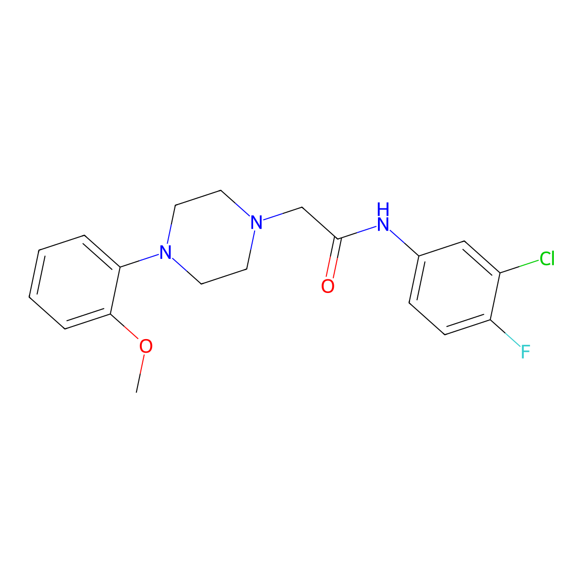 N-(3-chloro-4-fluorophenyl)-2-[4-(2-methoxyphenyl)piperazin-1-yl]acetamide molecular structure, CAS 847940-06-1