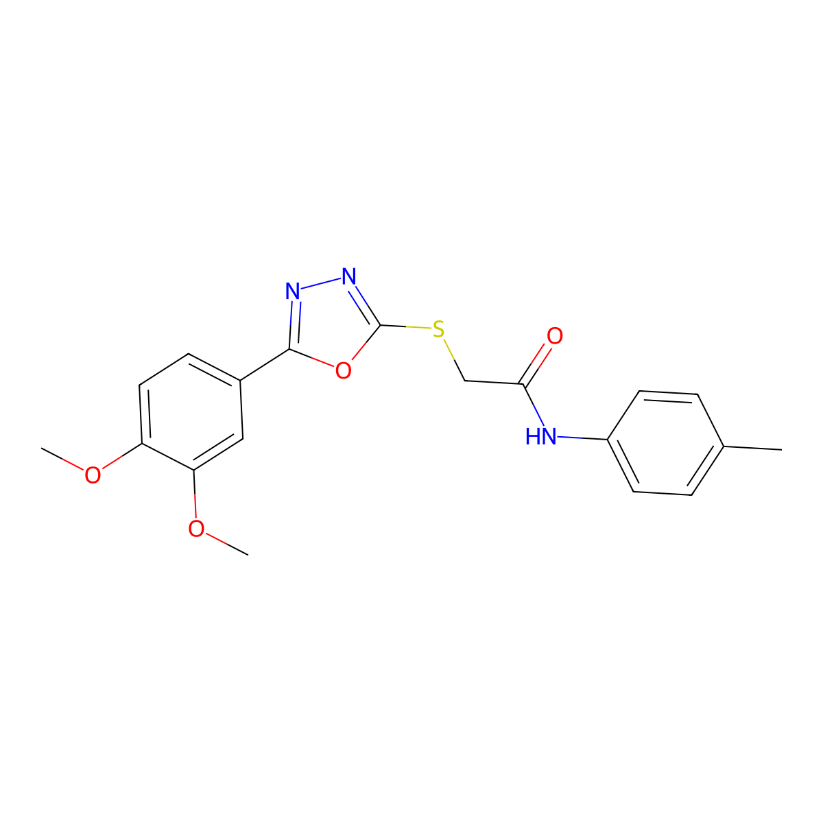 2-{[5-(3,4-dimethoxyphenyl)-1,3,4-oxadiazol-2-yl]sulfanyl}-N-(4-methylphenyl)acetamide molecular structure, CAS 847940-34-5