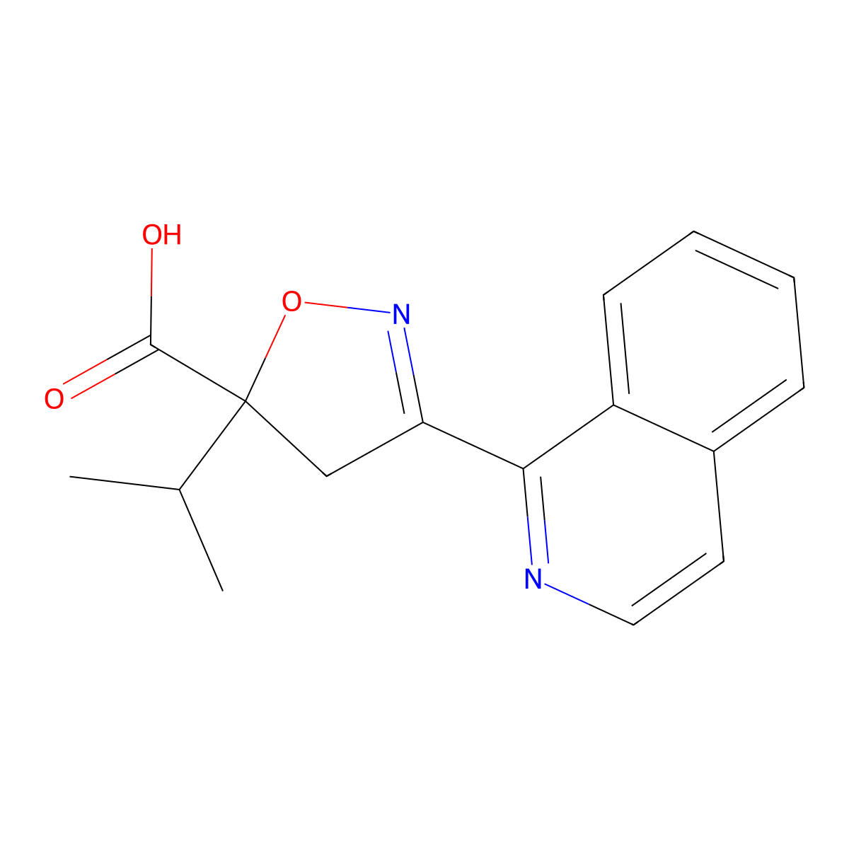 5-Isopropyl-3-(isoquinolin-1-yl)-4,5-dihydroisoxazole-5-carboxylic acid molecular structure, CAS 847945-89-5