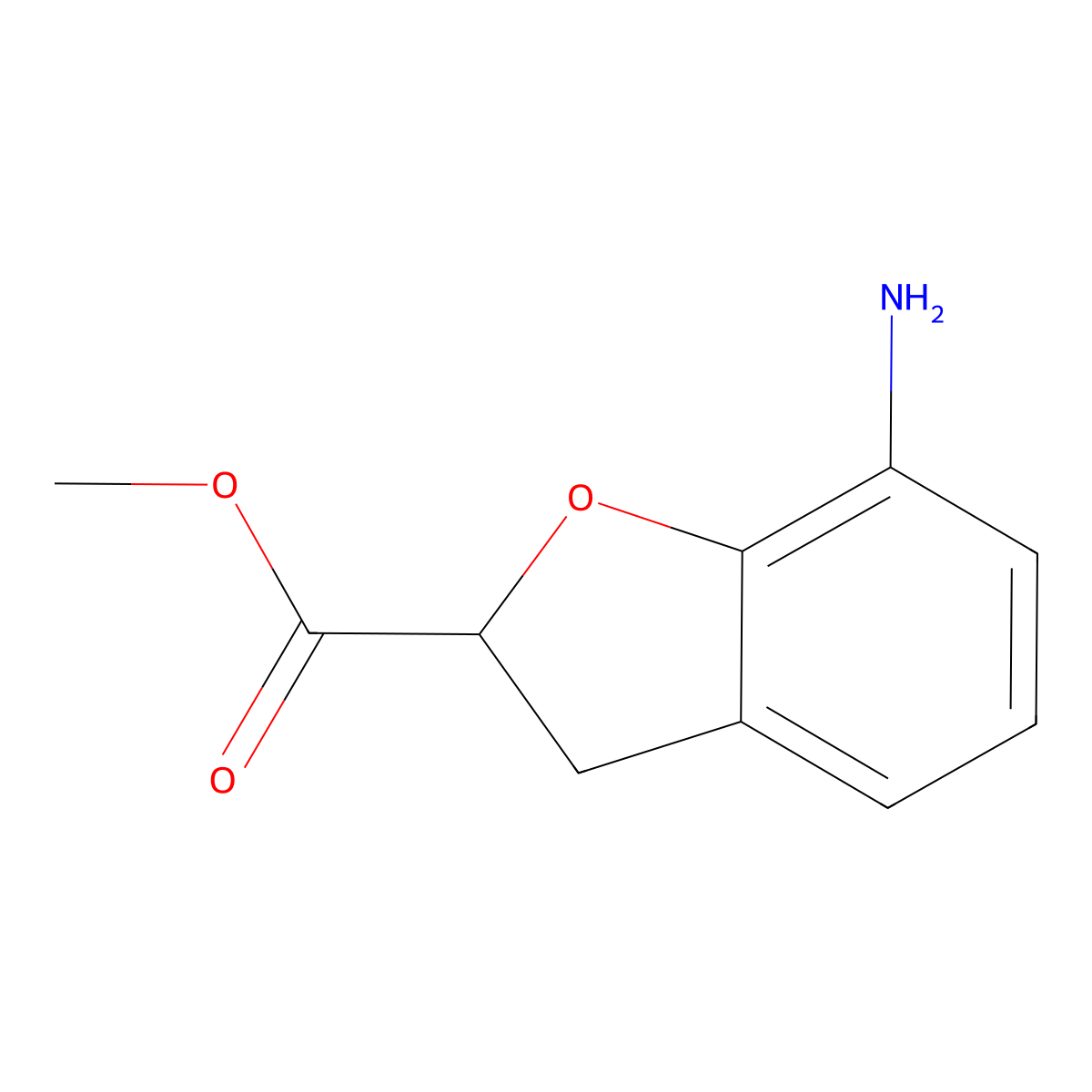 Methyl 7-amino-2,3-dihydrobenzofuran-2-carboxylate molecular structure, CAS 847948-99-6