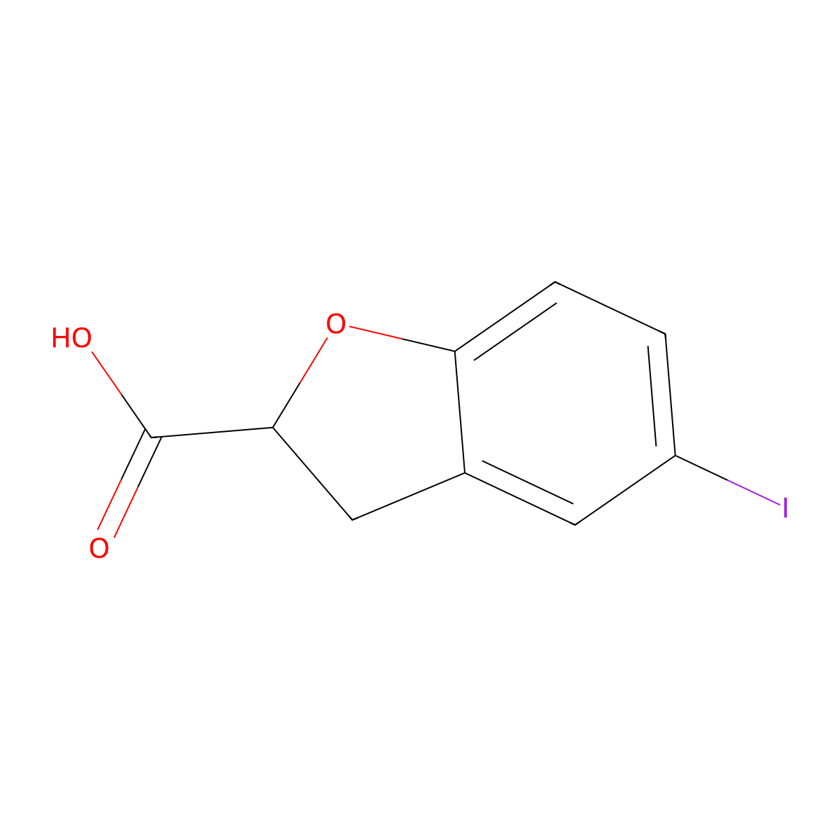 5-Iodo-2,3-dihydrobenzofuran-2-carboxylic acid molecular structure, CAS 847949-05-7