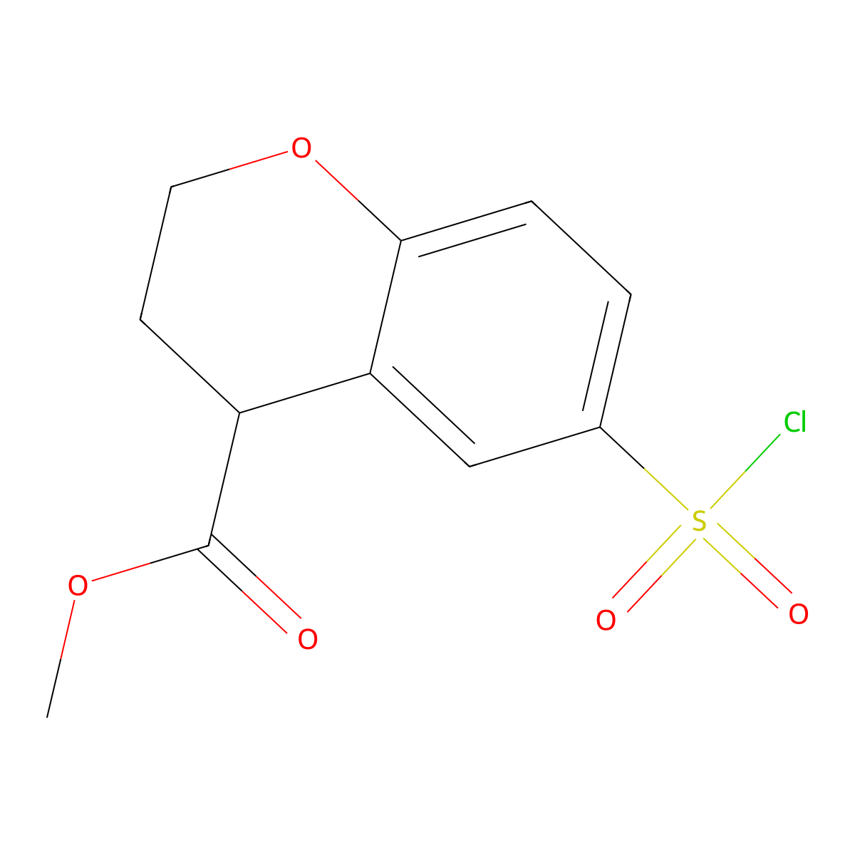 methyl 6-(chlorosulfonyl)-3,4-dihydro-2H-1-benzopyran-4-carboxylate molecular structure, CAS 847949-12-6