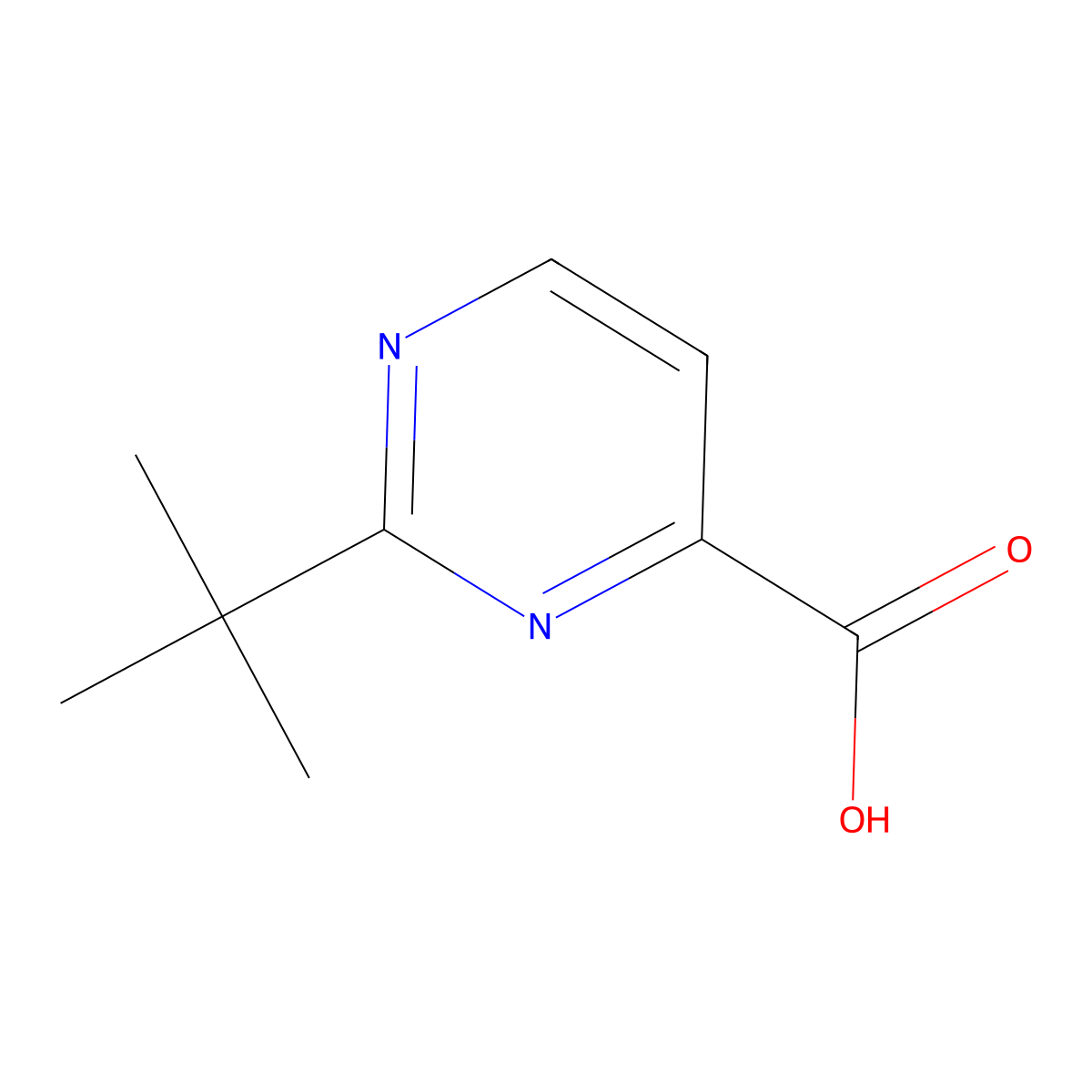 2-Tert-butylpyrimidine-4-carboxylic acid molecular structure, CAS 847955-90-2