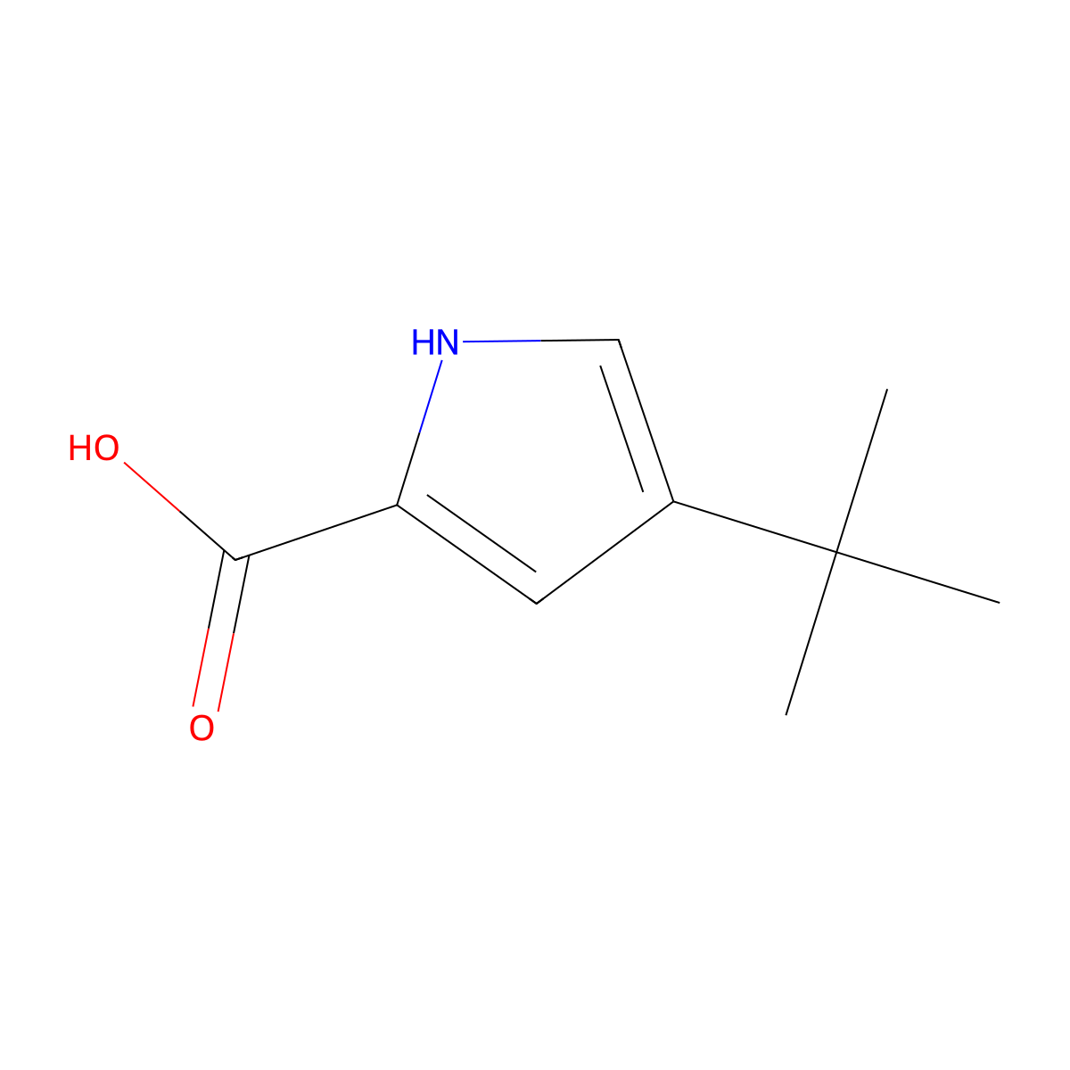 4-tert-butyl-1H-pyrrole-2-carboxylic acid molecular structure, CAS 847955-92-4