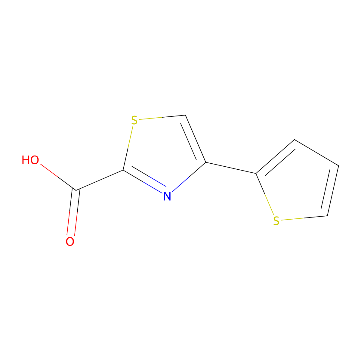 4-(Thiophen-2-yl)thiazole-2-carboxylic acid molecular structure, CAS 847956-14-3
