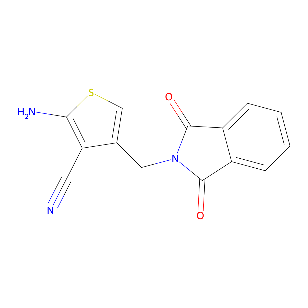 2-amino-4-[(1,3-dioxo-2,3-dihydro-1H-isoindol-2-yl)methyl]thiophene-3-carbonitrile molecular structure, CAS 847975-60-4