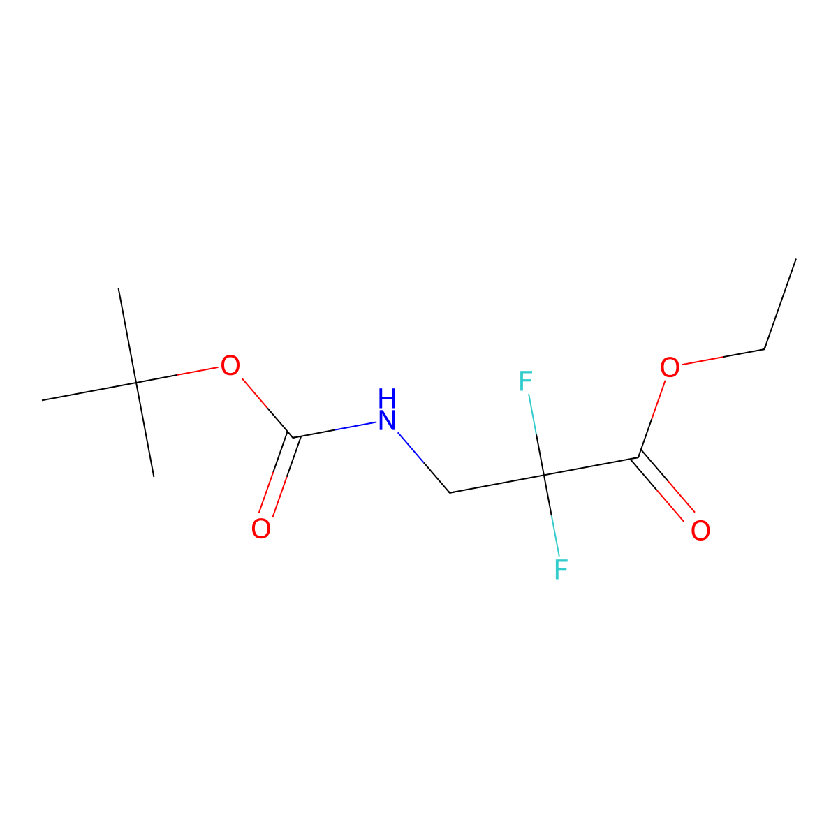 Ethyl 3-{[(tert-butoxy)carbonyl]amino}-2,2-difluoropropanoate molecular structure, CAS 847986-13-4