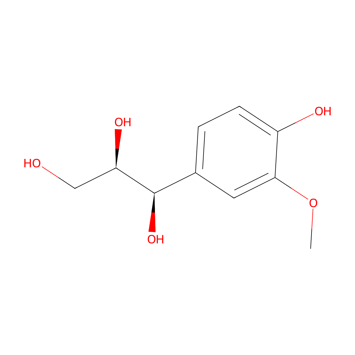 1,2,3-Propanetriol, 1-(4-hydroxy-3-methoxyphenyl)-, (1R,2R)- molecular structure, CAS 84799-27-9