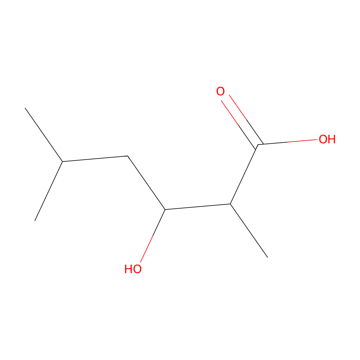 3-Hydroxy-2,5-dimethylhexanoic acid molecular structure, CAS 847997-41-5