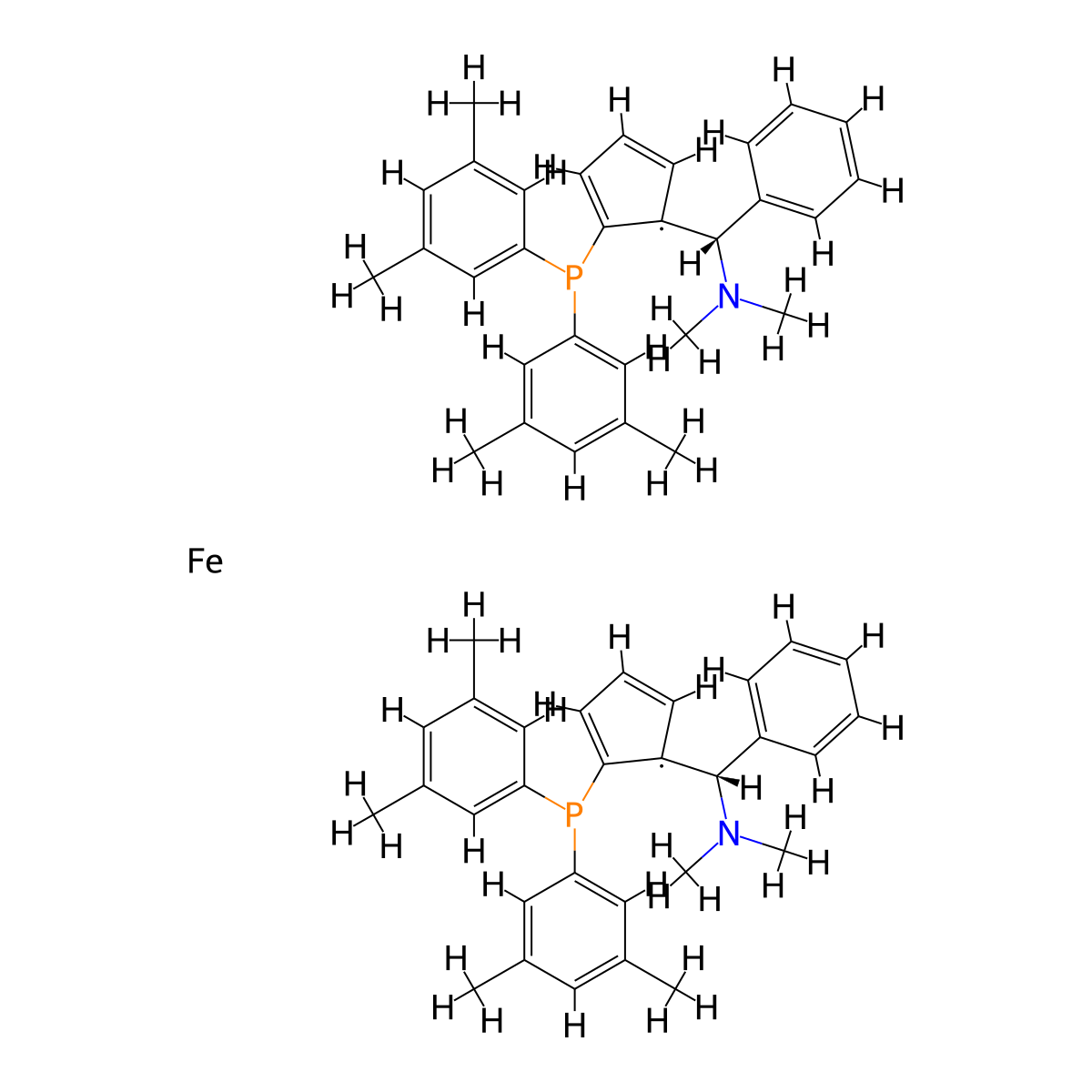 (S,S)-1,1'-Bis[(S)-α-(dimethylamino)benzyl]-2,2'-bis[di(3,5-xylyl)phosphino]ferrocene molecular structure, CAS 847997-73-3