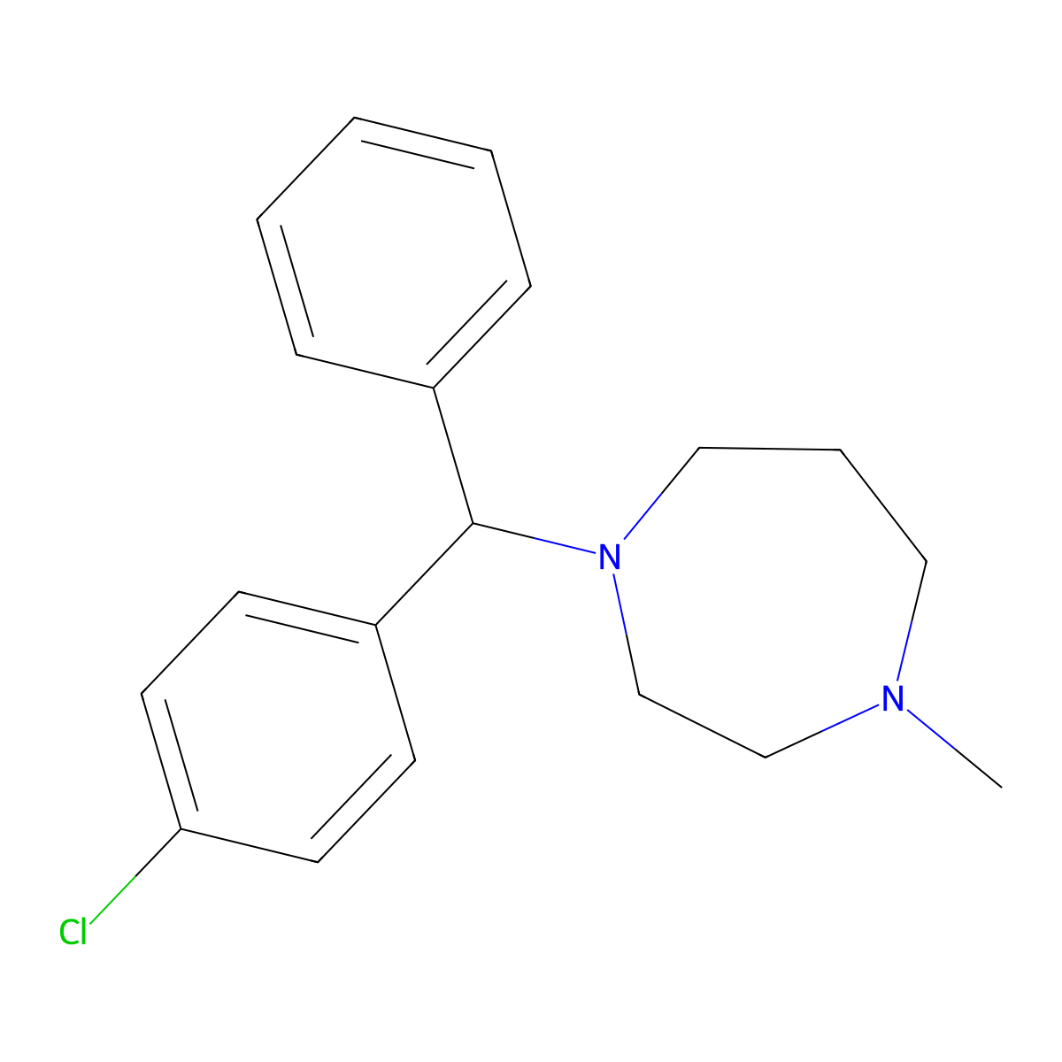 Homochlorcyclizine molecular structure, CAS 848-53-3