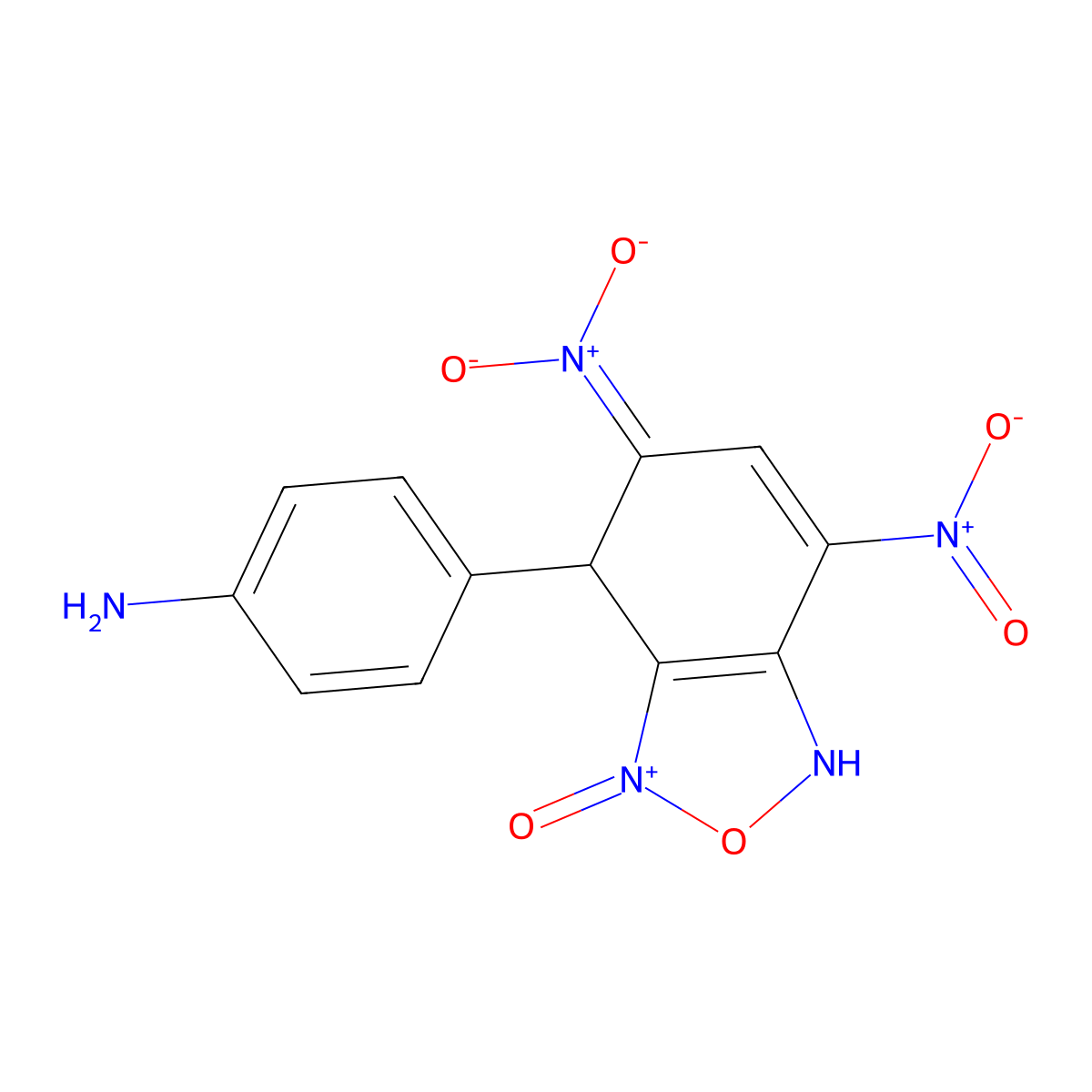 [7-(4-Aminophenyl)-4-nitro-1-oxo-3,7-dihydro-2,1,3-benzoxadiazol-1-ium-6-ylidene]-dioxidoazanium molecular structure, CAS 84802-78-8