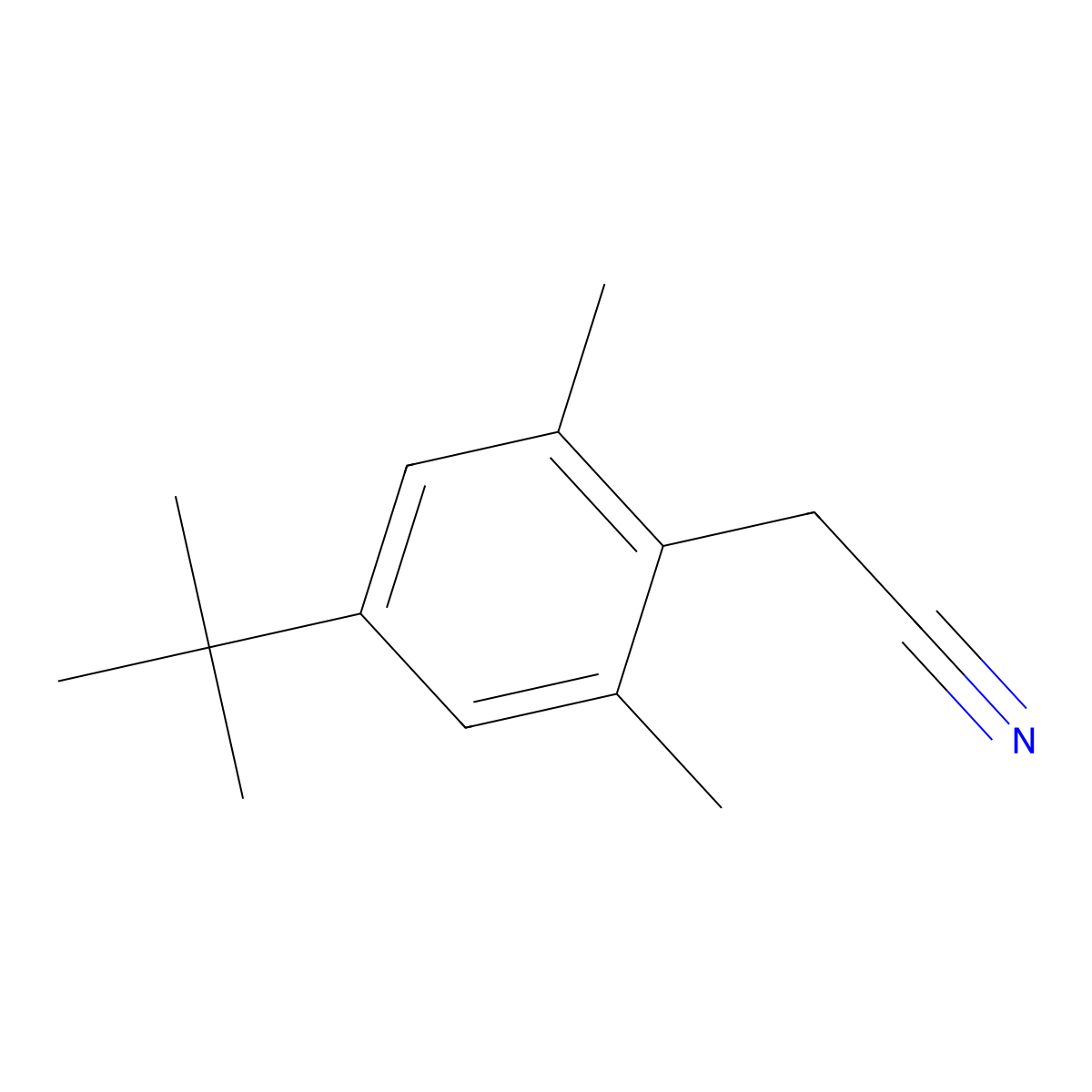 (4-(1,1-Dimethylethyl)-2,6-dimethylphenyl)acetonitrile molecular structure, CAS 84803-57-6