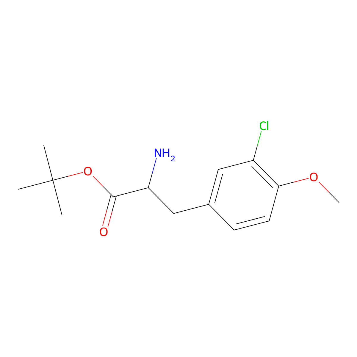 (R)-tert-Butyl 2-amino-3-(3-chloro-4-methoxyphenyl)propanoate molecular structure, CAS 848044-18-8
