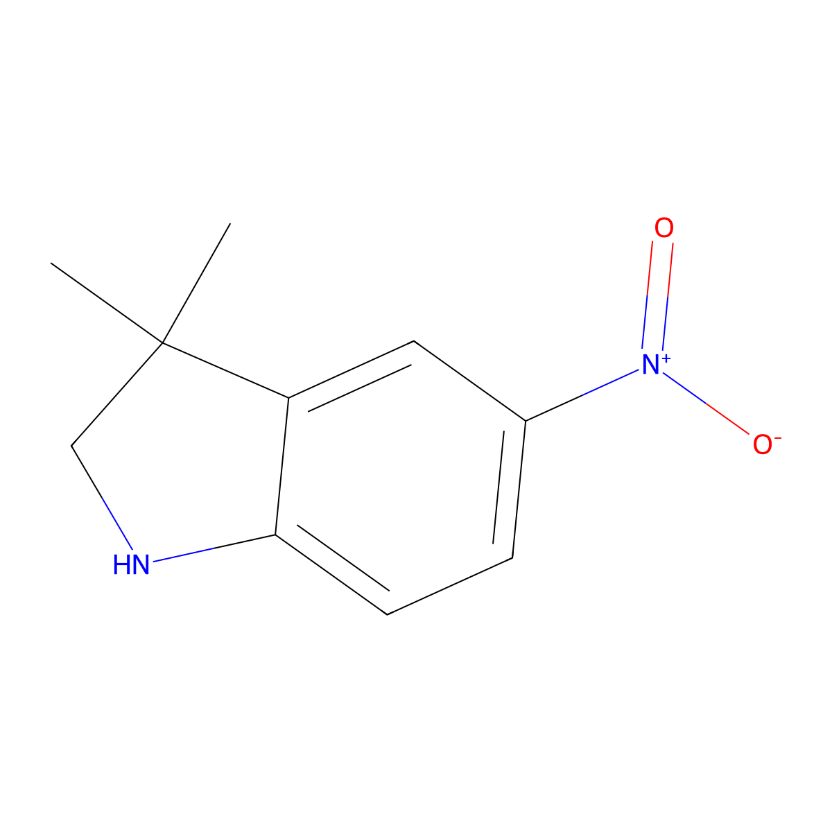3,3-Dimethyl-5-nitroindoline molecular structure, CAS 848047-43-8