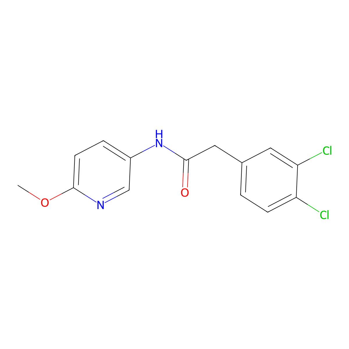 2-(3,4-dichlorophenyl)-N-(6-methoxypyridin-3-yl)acetamide molecular structure, CAS 848048-70-4